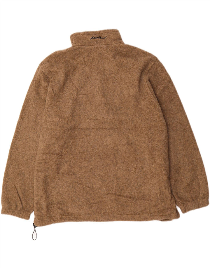 EDDIE BAUER Suéter masculino de lã com zíper e gola XL marrom poliéster