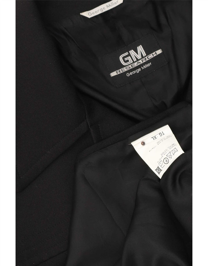 GEORGE MILLER Jaqueta blazer masculina de 4 botões Reino Unido 42 XL poliéster preto