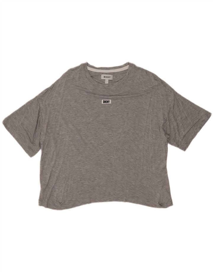 Camiseta feminina Dkny solta ajuste Reino Unido 14 rayon cinza médio