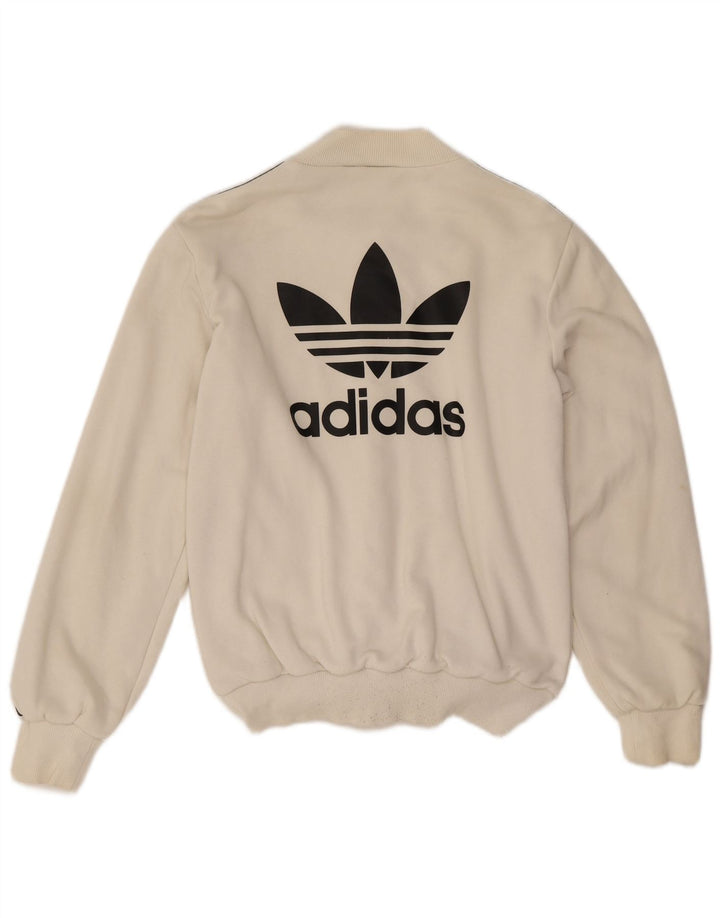 Adidas Womens Oversized Tracksuit Top Jacket UK 6 XS Branco Algodão