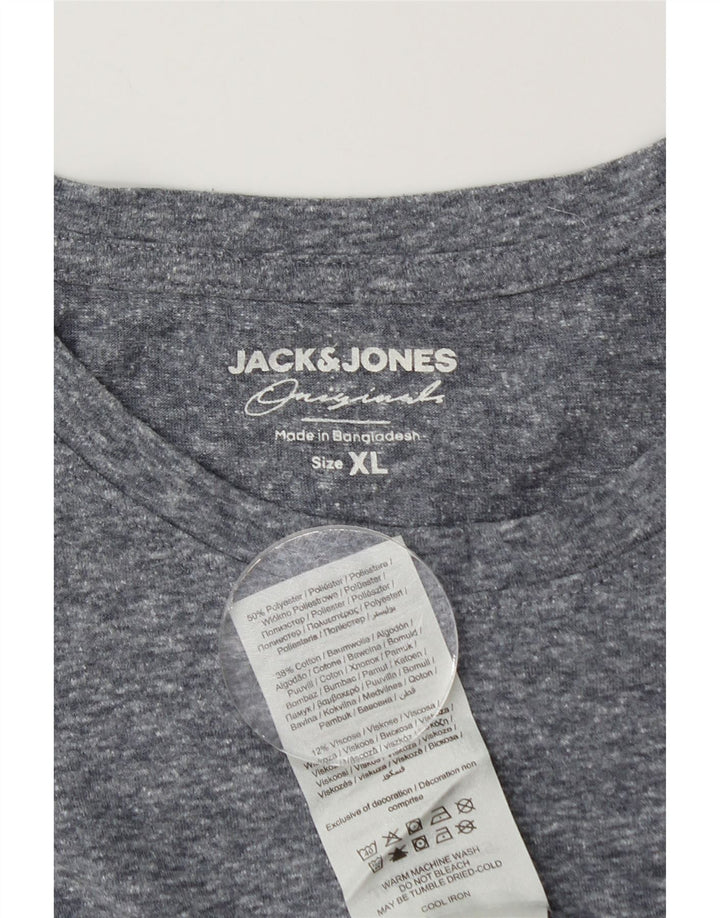 Camiseta masculina Jack & Jones Top XL algodão manchado cinza