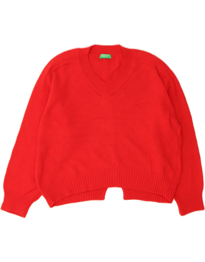 BENETTON Womens V-Neck Jumper Sweater UK 18 XL Red Vintage Benetton and Second-Hand Benetton from Messina Hembry 