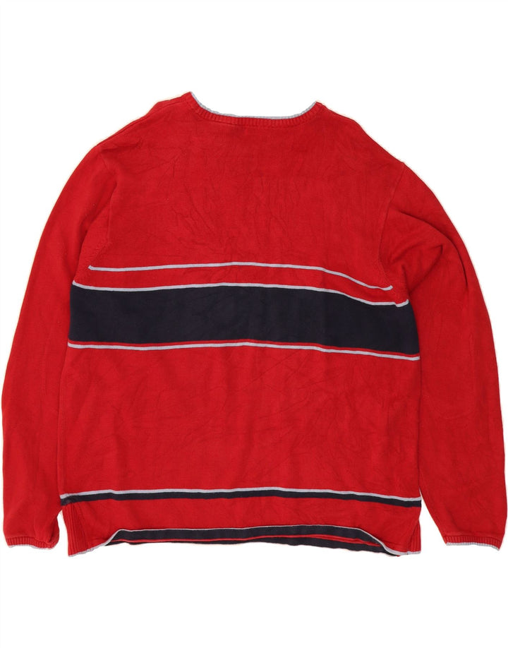 IZOD Mens Crew Neck Jumper Sweater XL Red Colourblock Cotton Vintage Izod and Second-Hand Izod from Messina Hembry 