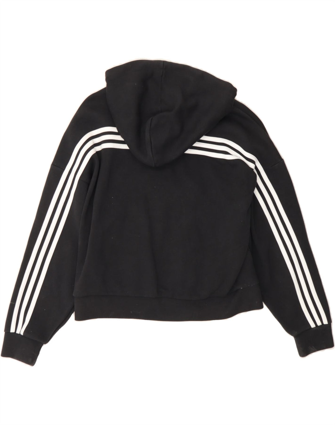 ADIDAS Womens Oversized Zip Hoodie Sweater UK 12/14 Medium Black Cotton Vintage Adidas and Second-Hand Adidas from Messina Hembry 