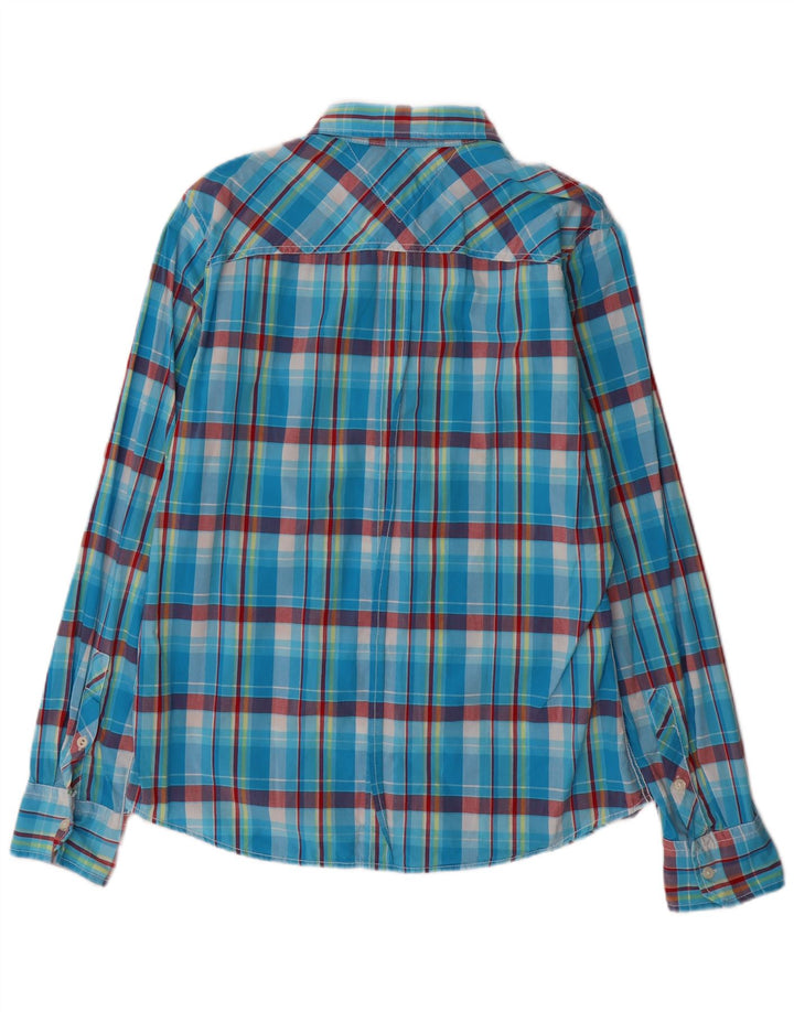 Camisa masculina Tommy Hilfiger grande algodão xadrez azul