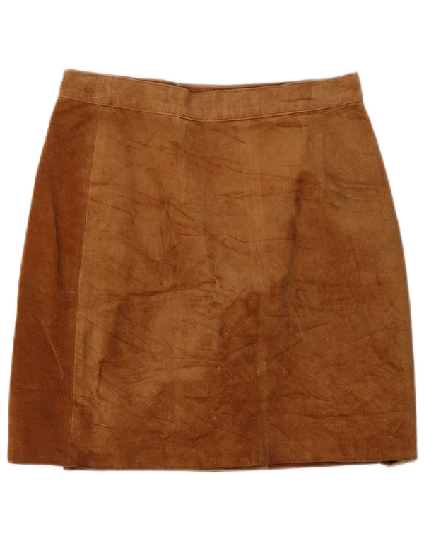 Saia feminina vintage de camurça IT 44 médio W28 couro marrom