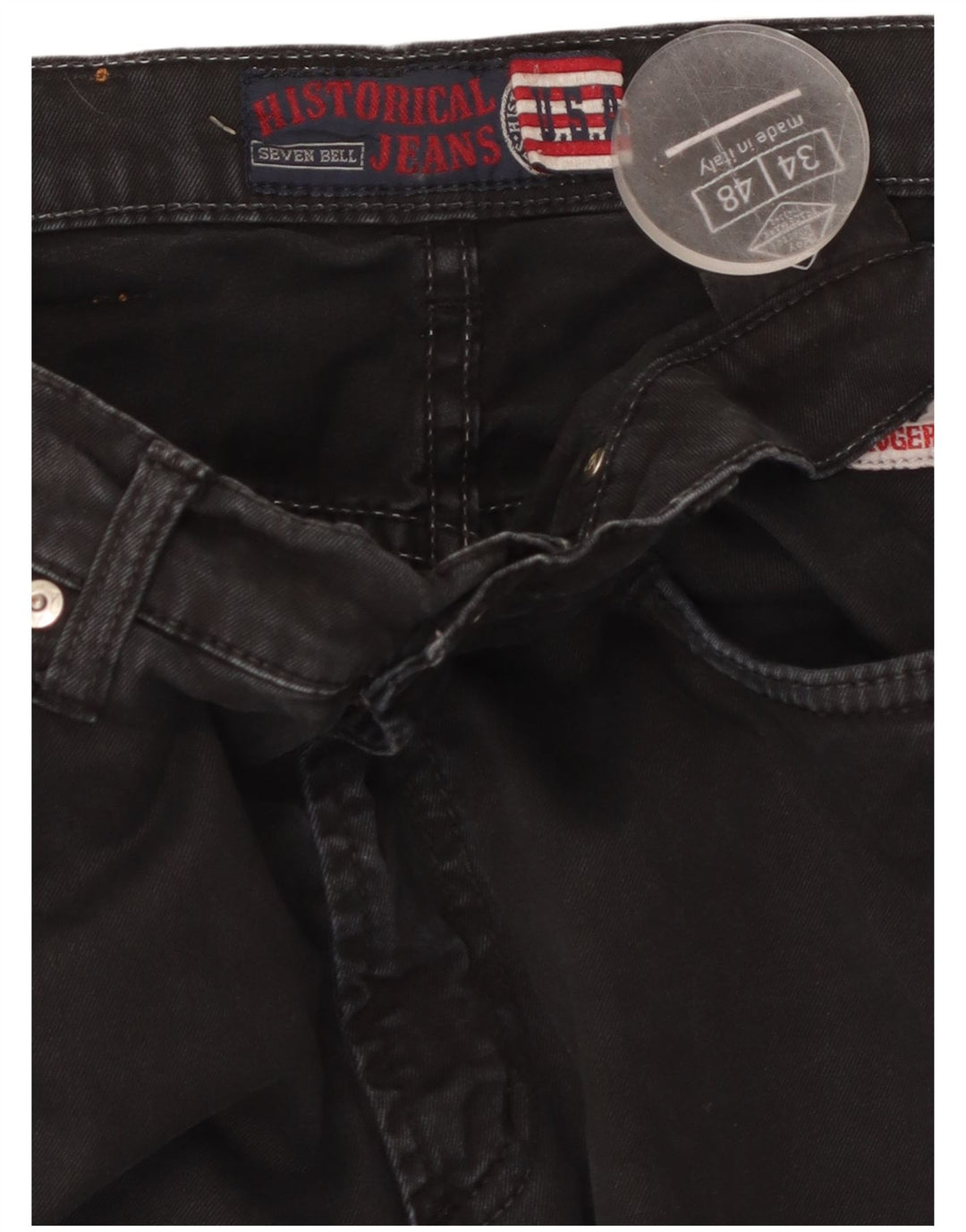 ROY ROGERS Jeans retos masculinos W34 L32 algodão preto