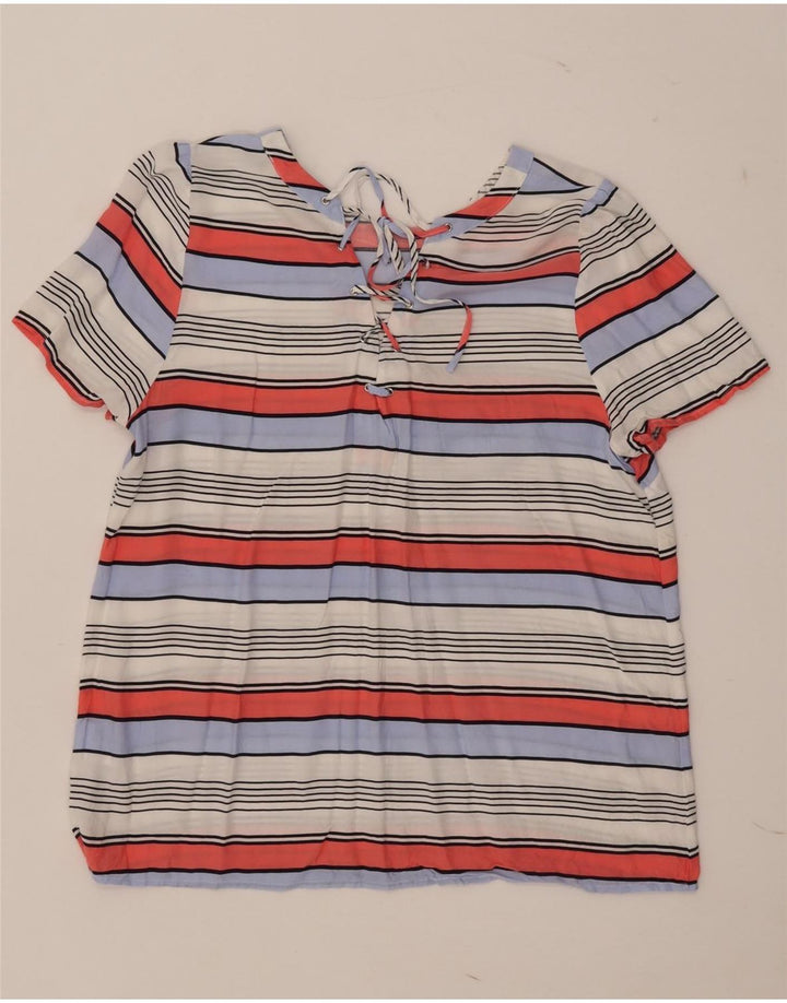 Blusa feminina Oasis UK 16 grande viscose listrada multicolorida