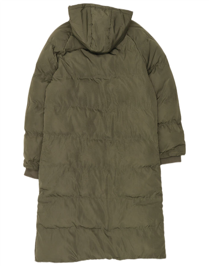 Casaco acolchoado de grandes dimensões com capuz feminino de banco UK 16 poliéster cáqui grande