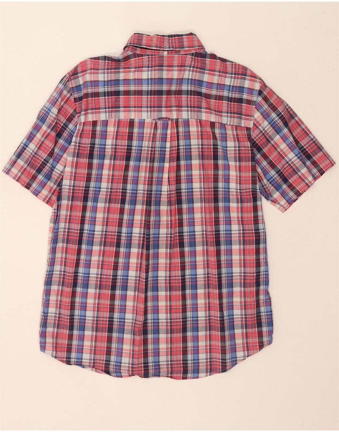 CHAPS Mens Short Sleeve Shirt Medium Red Check Cotton Vintage Chaps and Second-Hand Chaps from Messina Hembry 