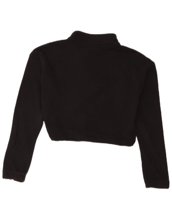 Adidas Womens Crop Zip Neck Moletom Jumper Reino Unido 10 Pequeno Preto