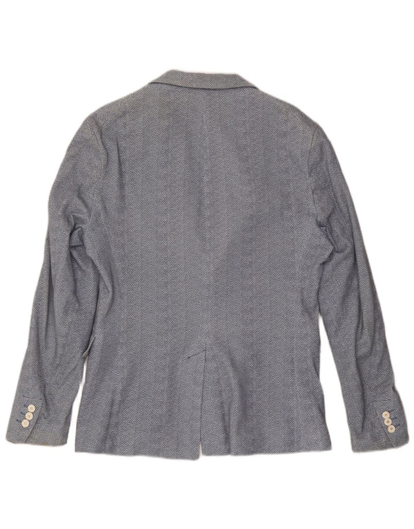 Jaqueta blazer masculina Zara com 2 botões EU 48 algodão azul médio