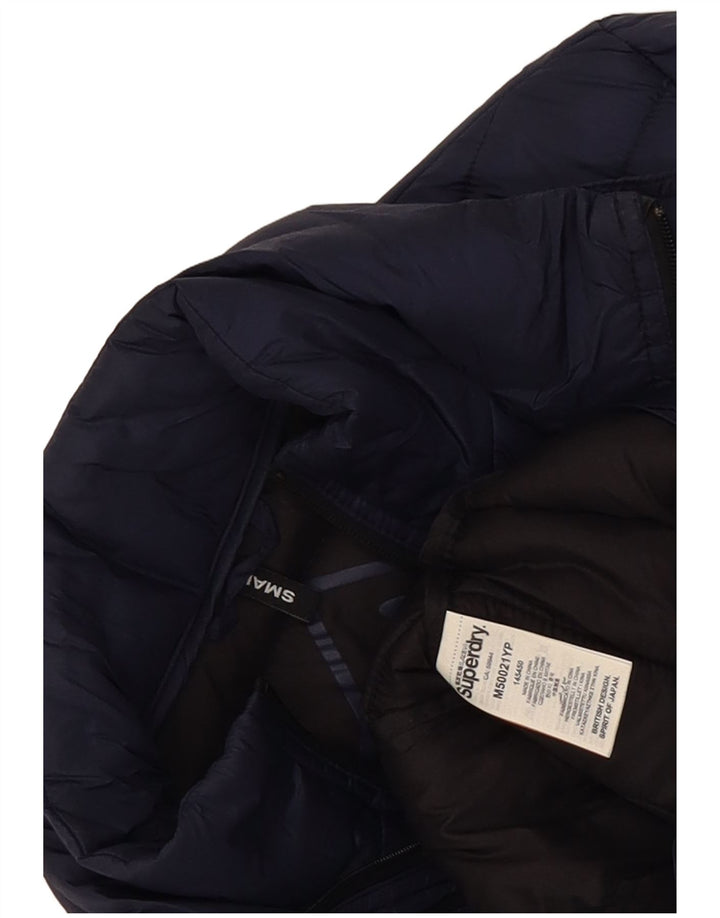 Jaqueta acolchoada masculina Superdry UK 36 pequena azul marinho nylon