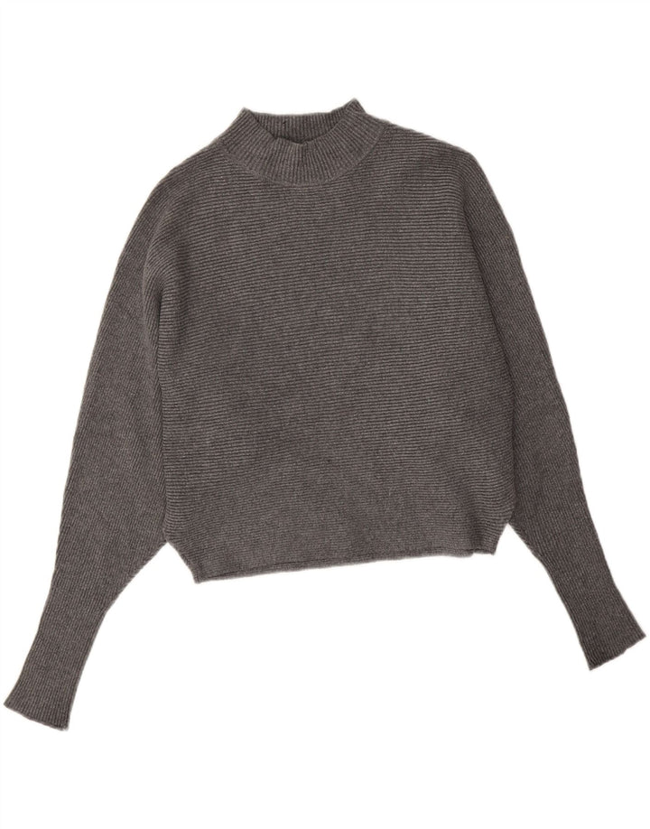 Suéter feminino Zara com gola alta e gola alta, Reino Unido 10 pequeno cinza