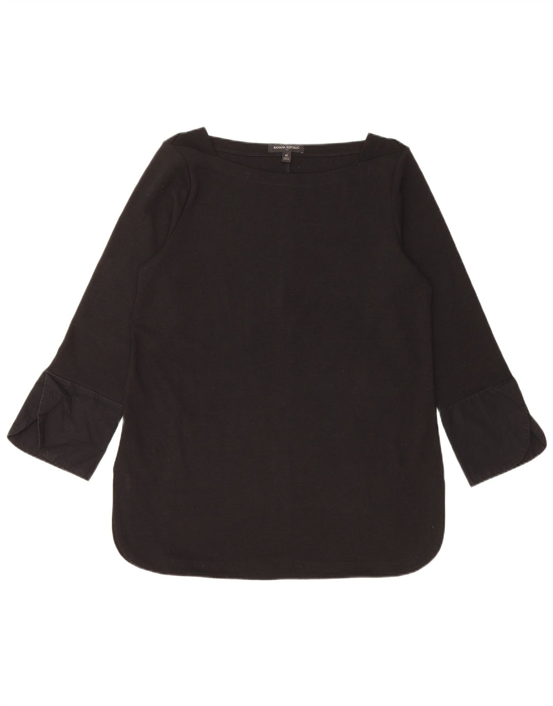 Blusa feminina manga 3/4 BANANA REPUBLIC UK 12 poliéster preto médio