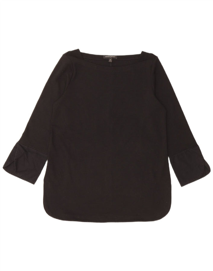 Blusa feminina manga 3/4 BANANA REPUBLIC UK 12 poliéster preto médio