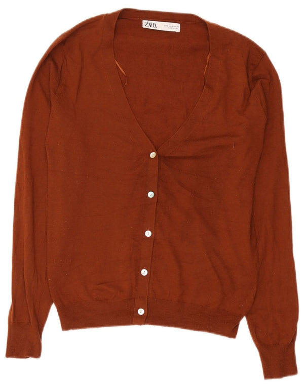 Suéter Cardigan Feminino Zara Reino Unido 10 Pequeno Acrílico Marrom