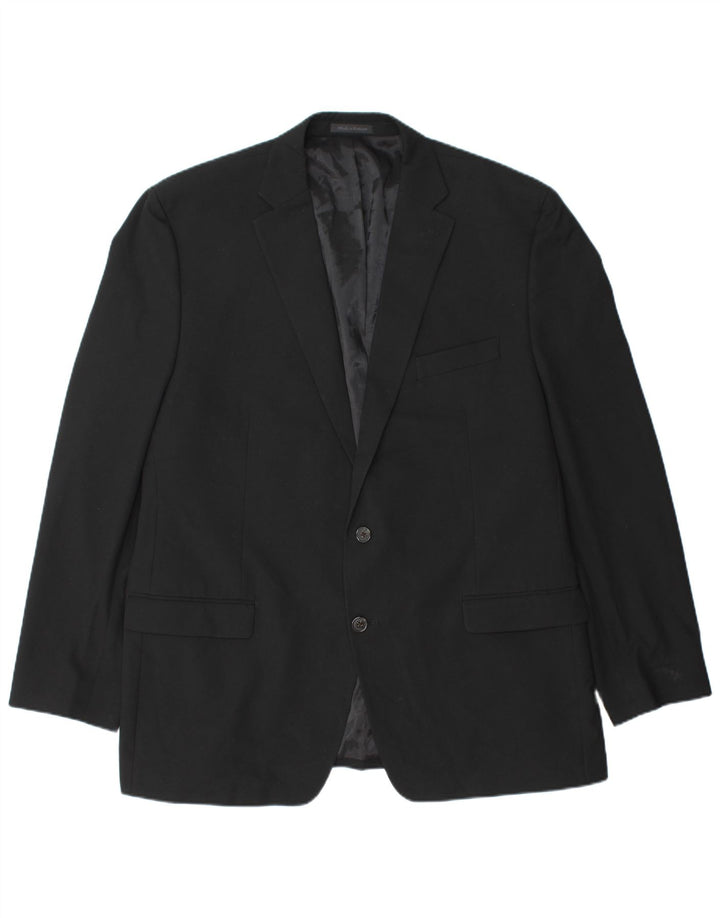 Jaqueta blazer longa masculina CHAPS com 2 botões UK 48 4XL poliéster preto