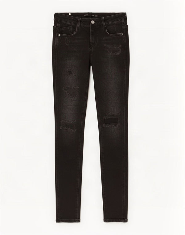 Calça jeans skinny feminina Zara Trafaluc desgastada EU 36 XS W26 L29 preta