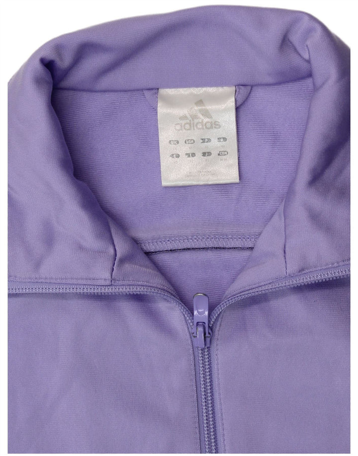 ADIDAS Womens Tracksuit Top Jacket UK 14 Médio Roxo Poliéster