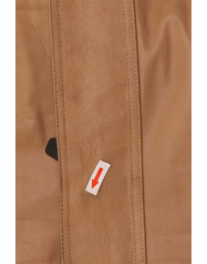 Jaqueta de couro masculina vintage pequena marrom