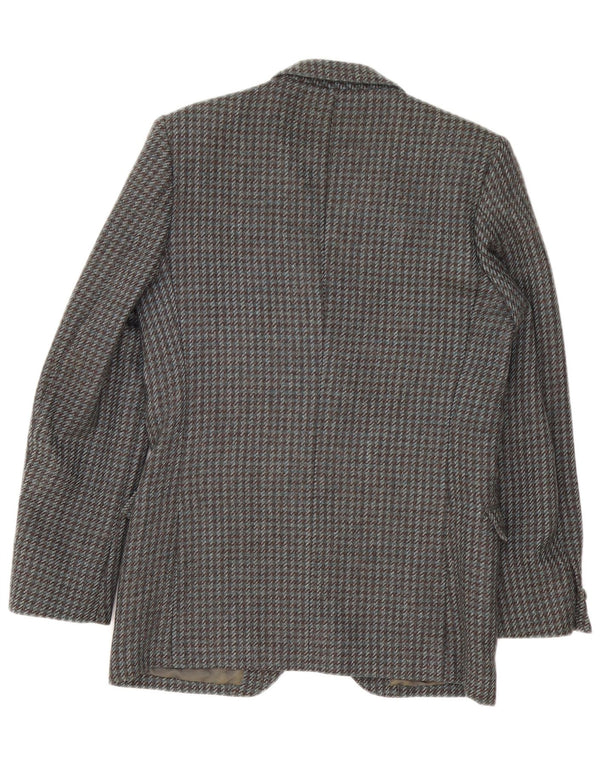 Jaqueta blazer masculina vintage com 2 botões IT 46 Houndstooth cinza pequeno