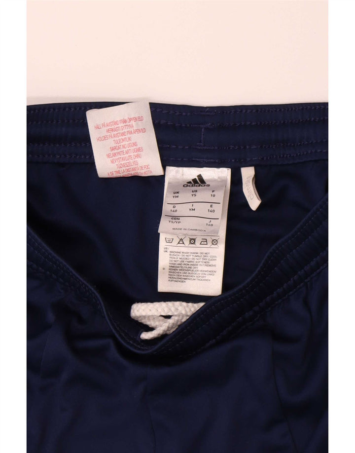 Shorts esportivos masculinos Adidas 9-10 anos médio azul marinho colorblock poliéster
