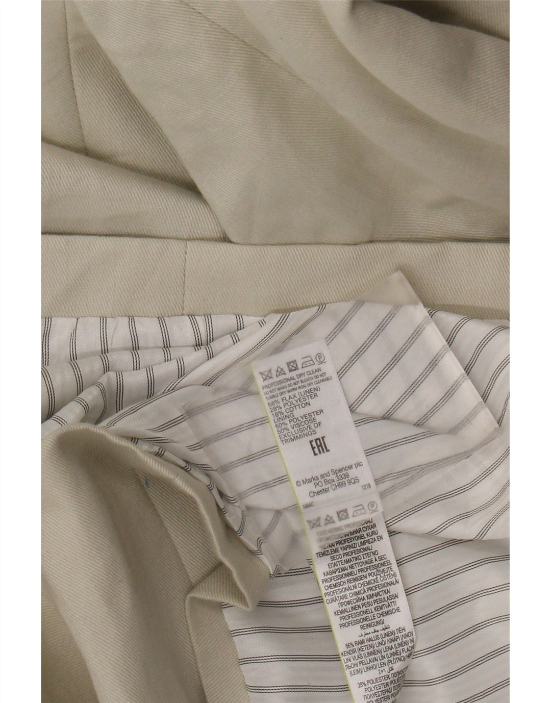 Jaqueta blazer feminina Marks & Spencer com peito duplo Reino Unido 16 grande bege