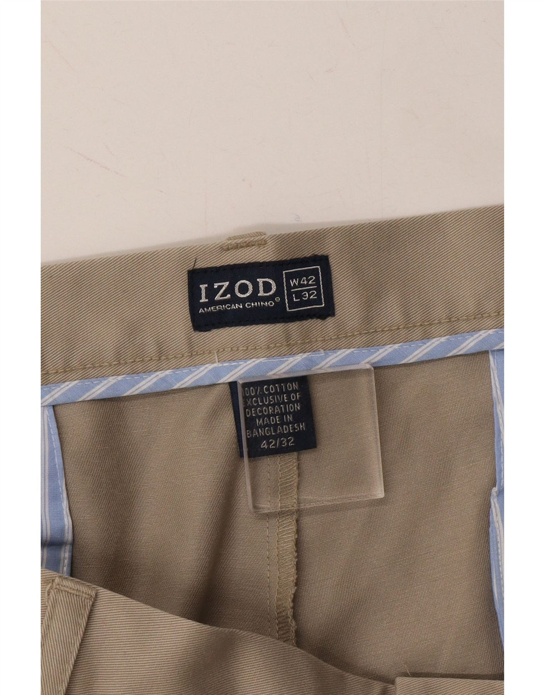 IZOD Mens Straight Chino Trousers W42 L32 Beige Cotton Vintage Izod and Second-Hand Izod from Messina Hembry 