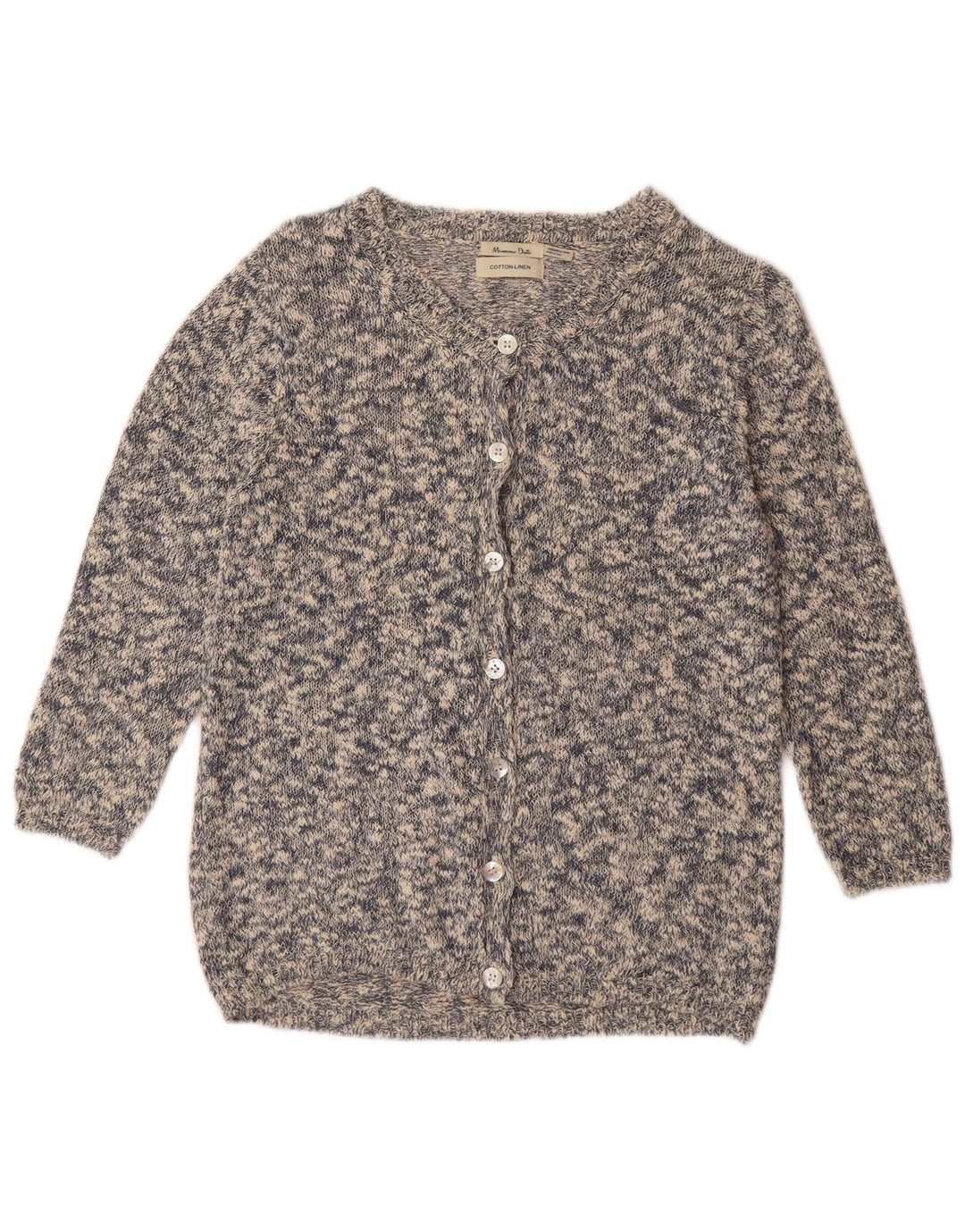 Suéter cardigã feminino MASSIMO DUTTI Reino Unido 12 algodão manchado cinza médio