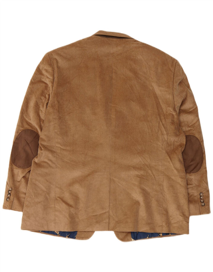 Jaqueta blazer masculina de veludo cotelê com 2 botões CHAPS Reino Unido 48 4XL algodão marrom
