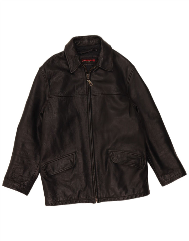 Jaqueta de couro masculina Chevignon UK 36 pequena couro preto