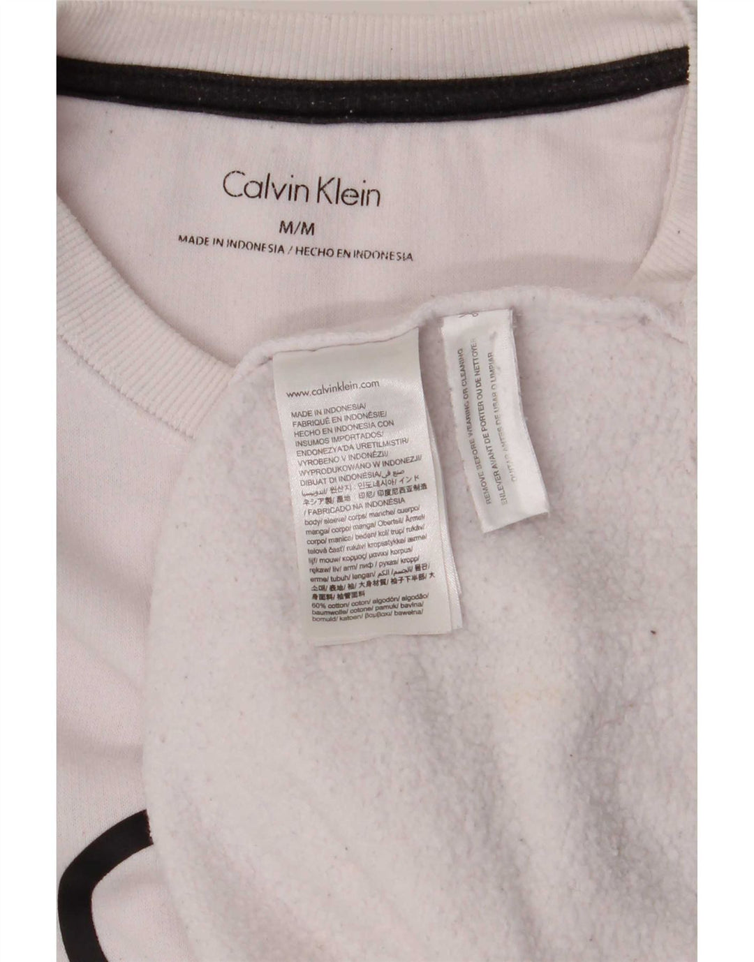Calvin Klein moletom gráfico masculino jumper médio algodão branco