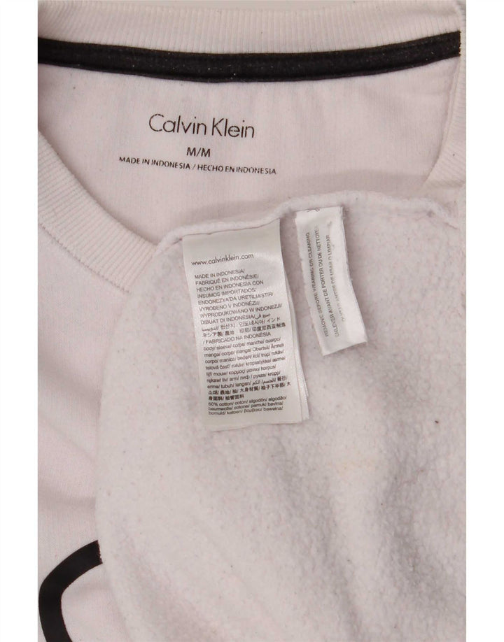 Calvin Klein moletom gráfico masculino jumper médio algodão branco