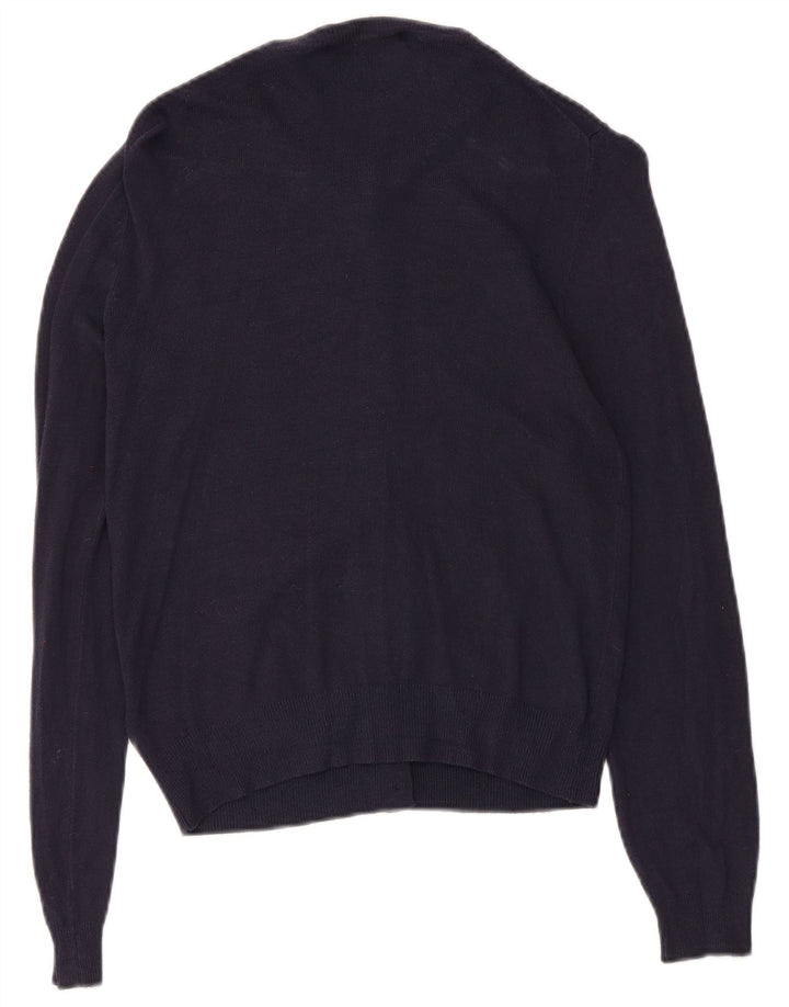 Suéter cardigã feminino Marks & Spencer UK 8 pequeno azul marinho viscose