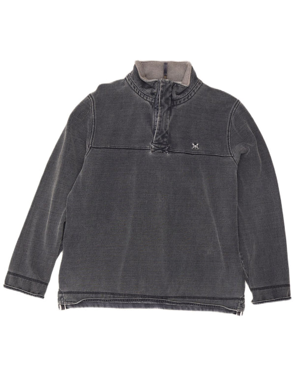 Crew Clothing Mens Zip Neck Moletom Jumper XL Azul Marinho Algodão