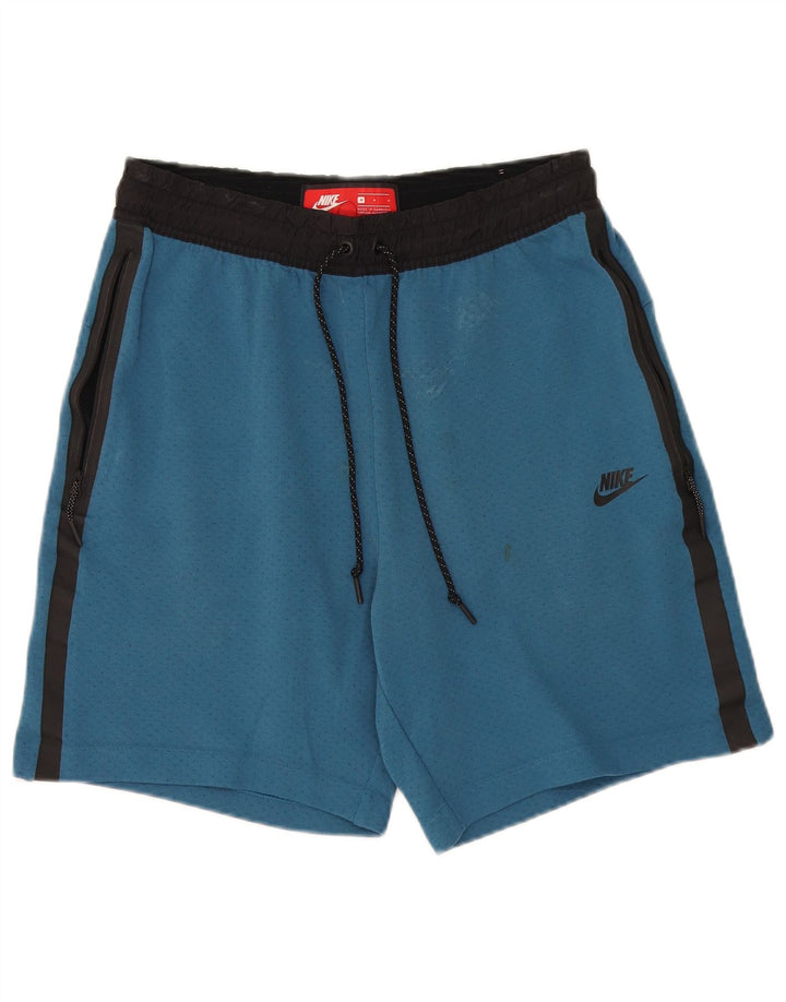 Shorts esportivos masculinos Nike médio azul colorblock algodão