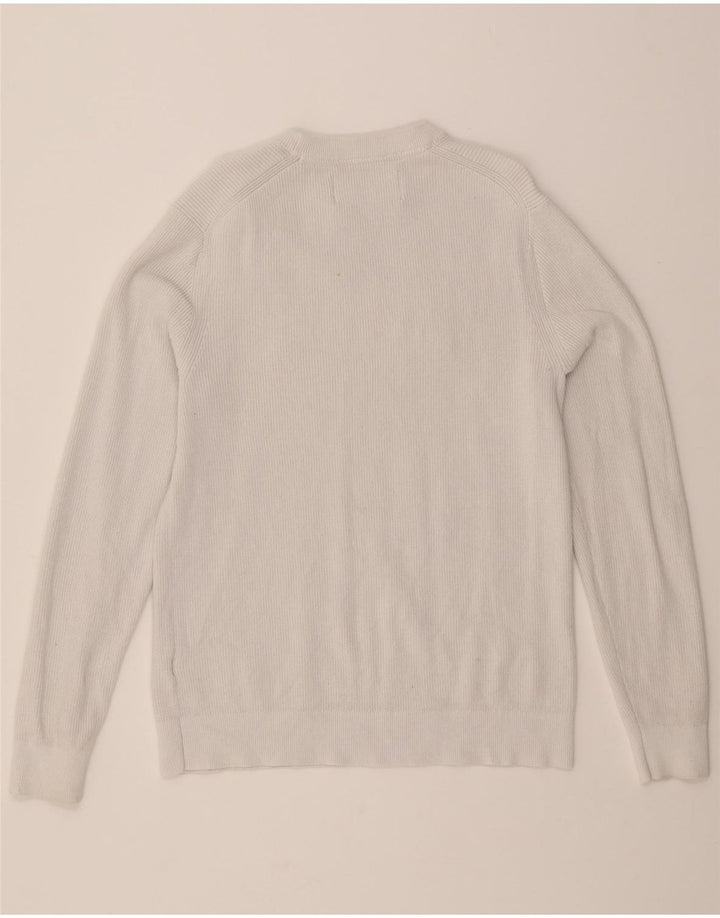 CALVIN KLEIN JEANS Mens Graphic Crew Neck Jumper Sweater XS Grey Cotton Vintage Calvin Klein Jeans and Second-Hand Calvin Klein Jeans from Messina Hembry 