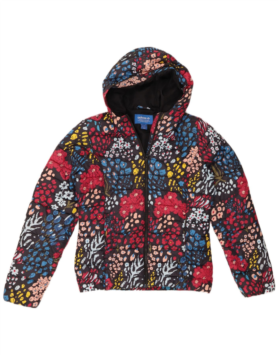 Jaqueta Acolchoada com Capuz Feminina Adidas UK 12 Médio Multicolorida Floral de Nylon