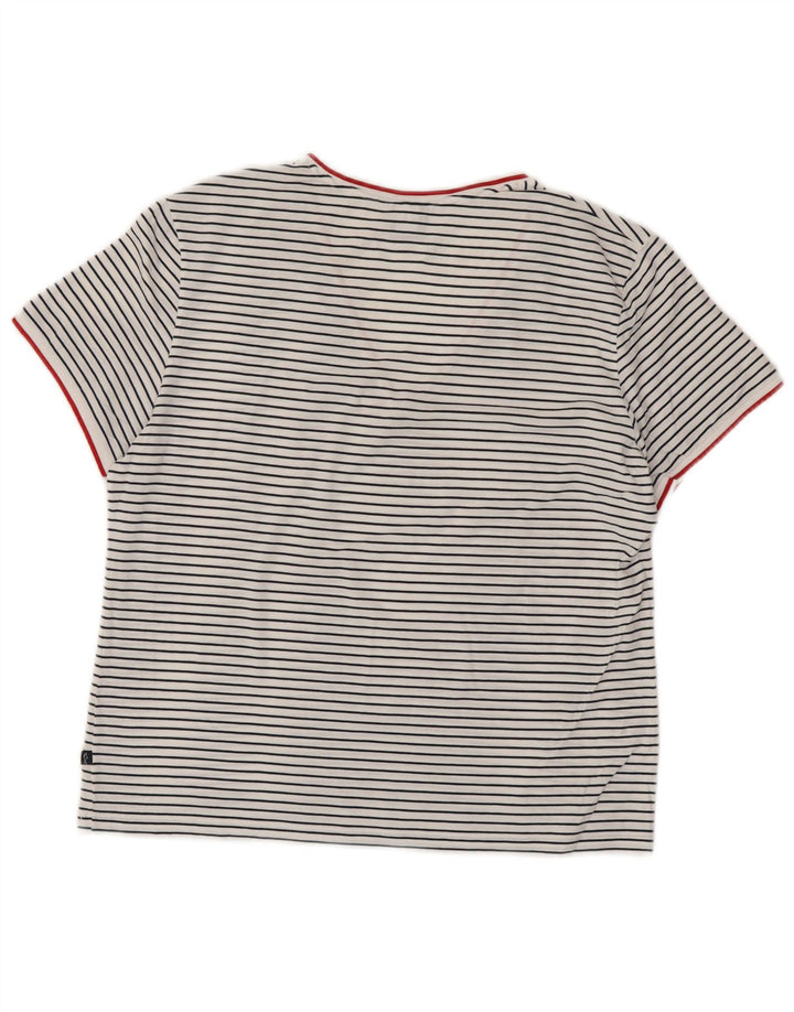 Camiseta feminina PAUL & SHARK UK 18 XL algodão listrado branco