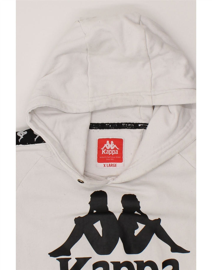 KAPPA Womens Graphic Hoodie Jumper UK 18 XL White Cotton Vintage Kappa and Second-Hand Kappa from Messina Hembry 