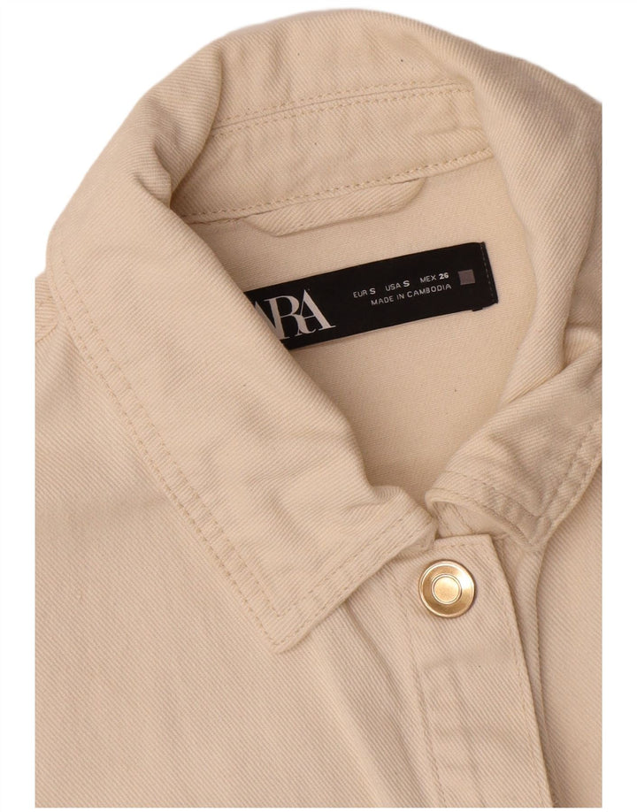 Jaqueta bomber feminina Zara UK 10 pequena algodão branco