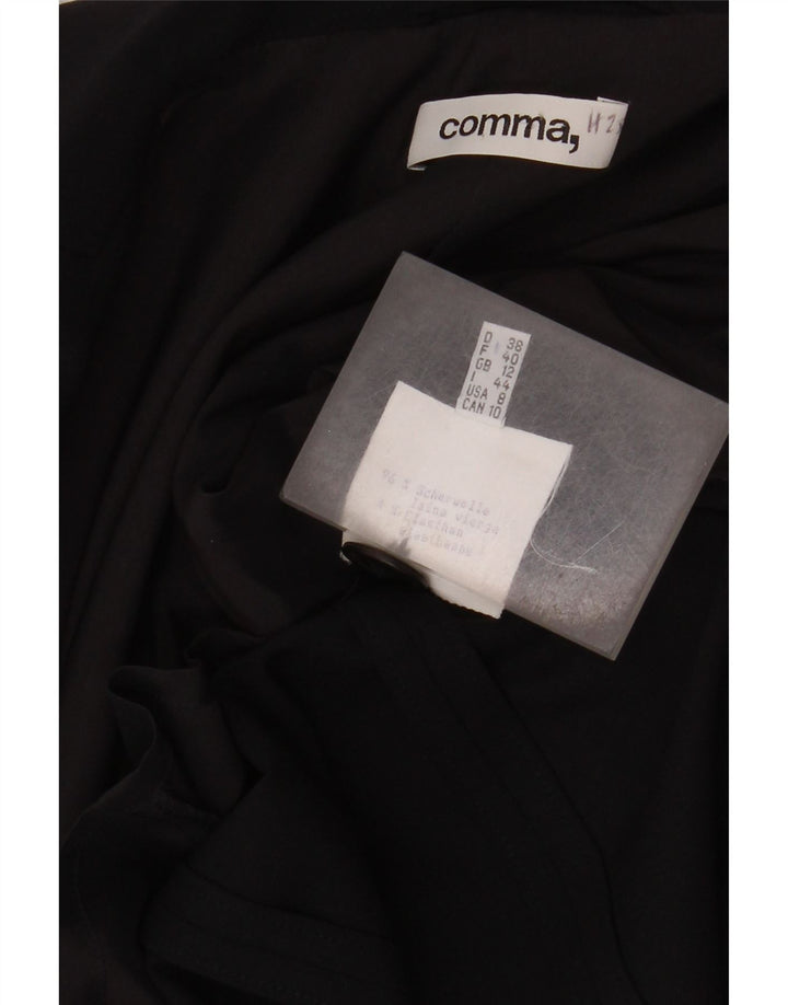 Comma, Jaqueta blazer feminina de 2 botões Reino Unido 12 lã virgem preta média