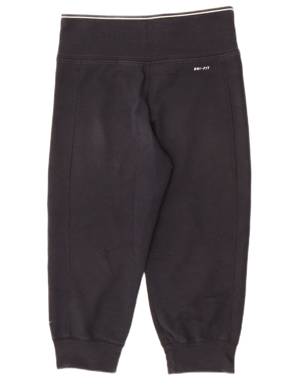 Nike Womens Dri Fit Capri Calças de treino Joggers UK 4/6 XS Algodão preto