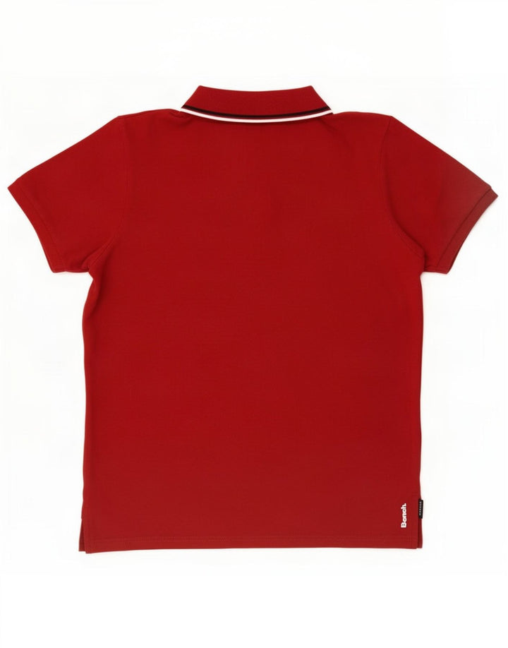 Camisa polo masculina Bench de algodão listrado vermelho médio