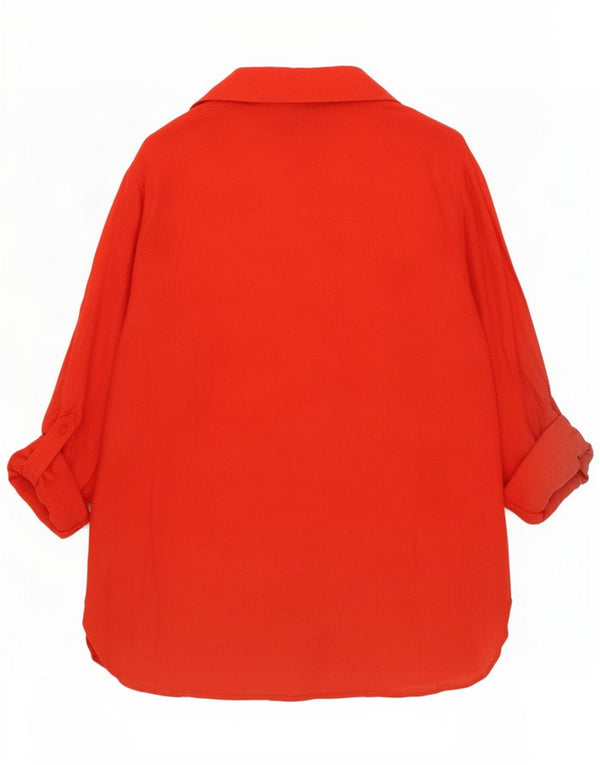 Camisa Zara Mulher UK 18 XL Linho Vermelho