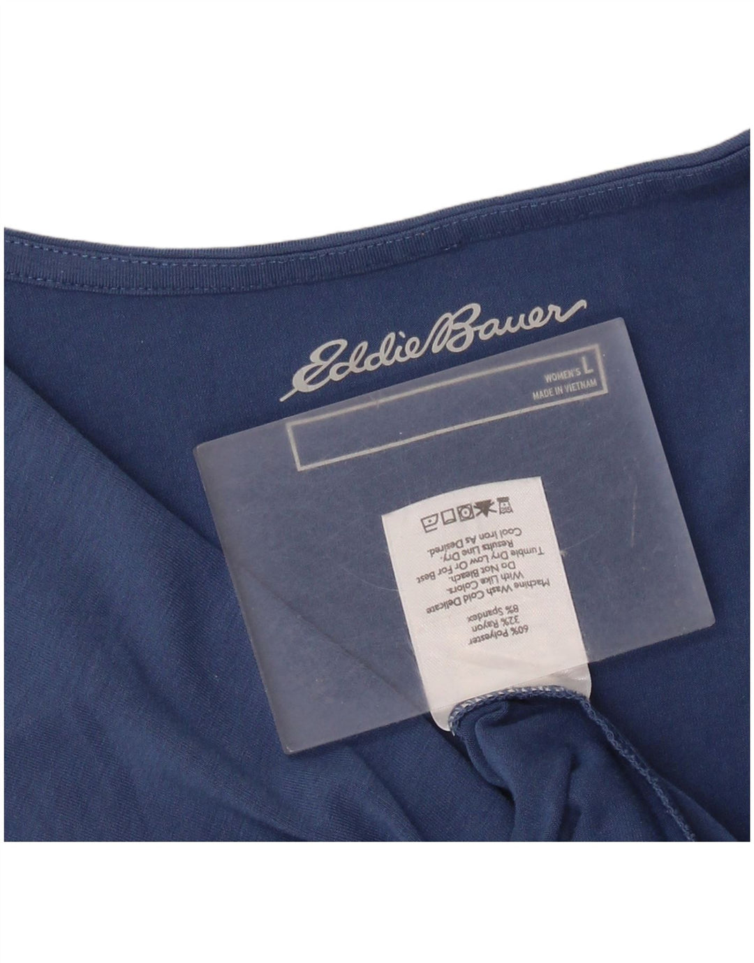 Vestido feminino Eddie Bauer sem mangas evasê Reino Unido 14 grande azul poliéster
