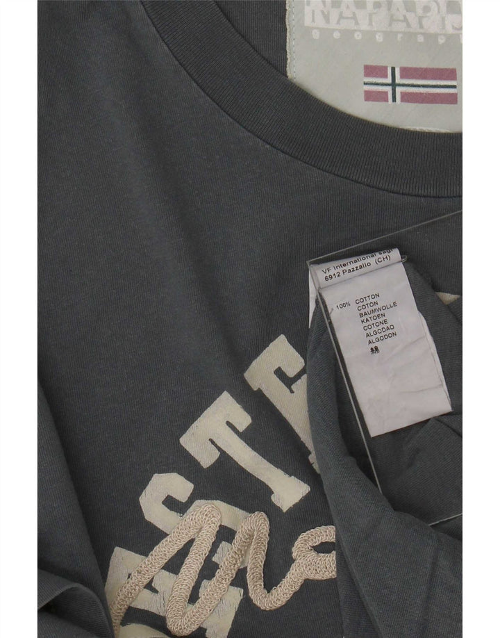 Camiseta masculina gráfica Napapijri grande algodão cinza