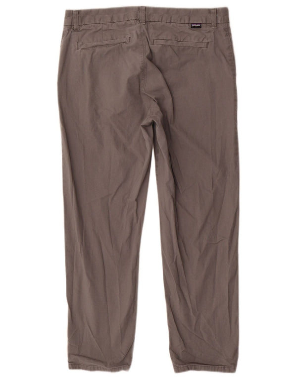 Calça chino reta feminina Patagonia US 8 médio W30 L25 cinza