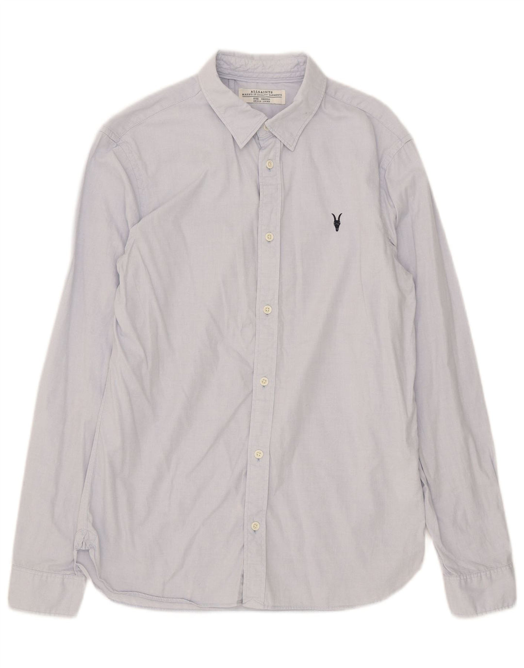 Camisa masculina All Saints pequena azul algodão